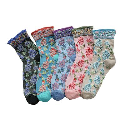 5 Paia Calzini Invernali in Cotone Streetwear Donna Moda Harajuku Stampa Floreale di Alta Qualità Calzini Kawaii Stile Coreano Calzini Lunghi