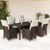 VidaXL Garden Dining Set and Cushions 7 Pcs Brown Rattan, Outdoor Dining Set, Dining Furniture 3276773