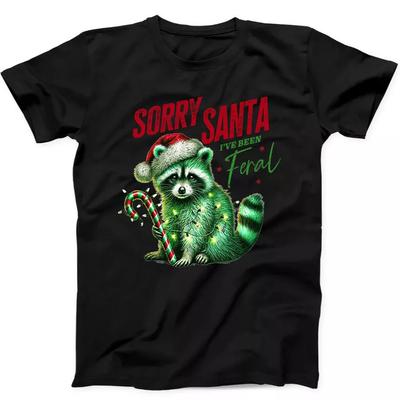 Weihnachts-Waschbär Entschuldigung Weihnachtsmann Ich war wild Retro Lustiges Geschenk Schwarzes T-Shirt 219