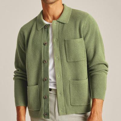 New Versatile Autumn And Winter Cardigan Men'S Retro Knitted Sweater Jacket Long Sleeved Heavy Jacquard Sweater