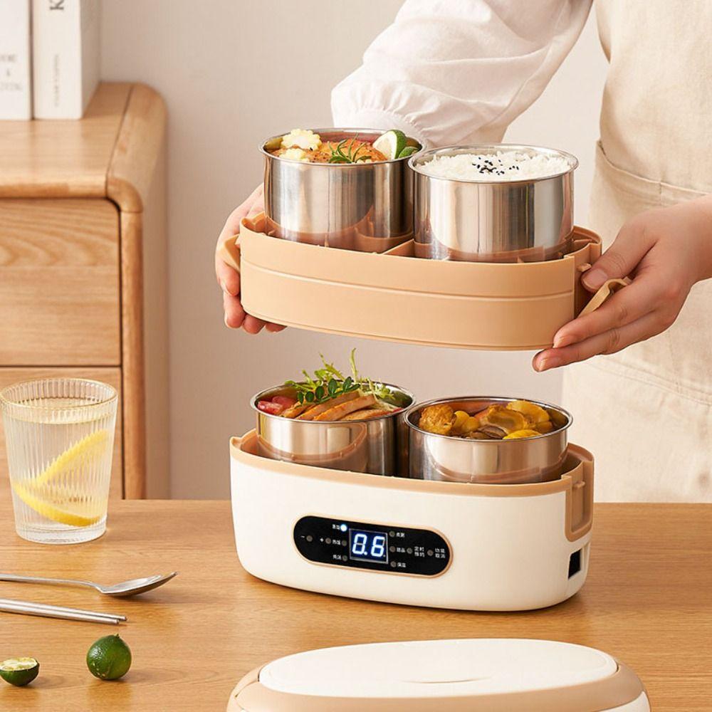 2LCapacity Food Warmer Rechargeable Hot Meal Container Portable Electric Heated Lunch Box  School