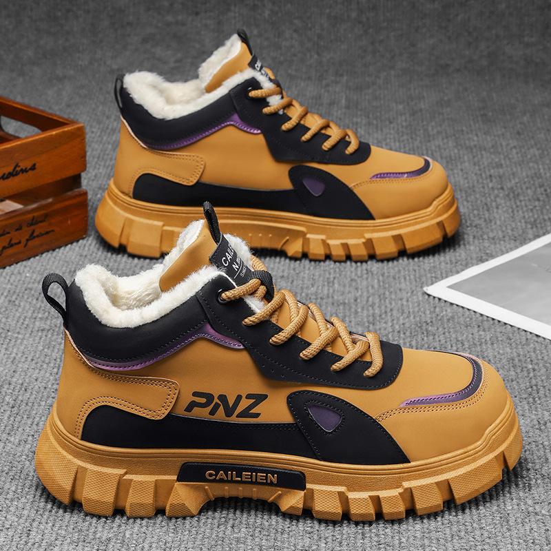 High-top Martin boots men s new winter men s shoes fleece warm snow boots men s thick-soled non-slip cotton shoes tooling shoes 44