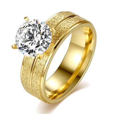 Eleganter goldener Zirkon Edelstahlring – Stilvoller Damenhandschmuck