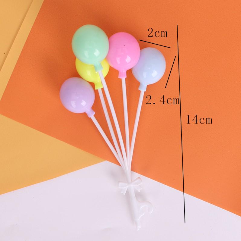 Colorful Macaron Cartoon Balloon Cake Toppers & Insert Cards for Kids' Baking Decor