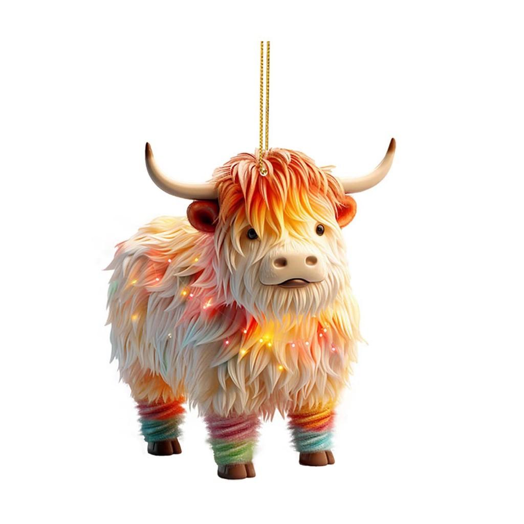 2023 Colorful Cute Acrylic Cow Car Accessory Adorable Cartoon Style For Decor Vehicle