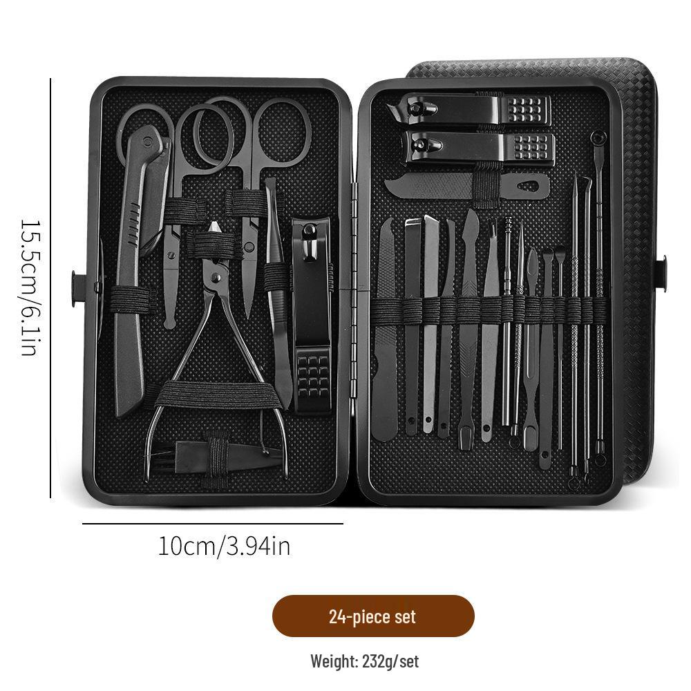 Nail Clipper & Pedicure Set: Angled Clippers, Ear Pick, Earwax Removal Tool with Case.