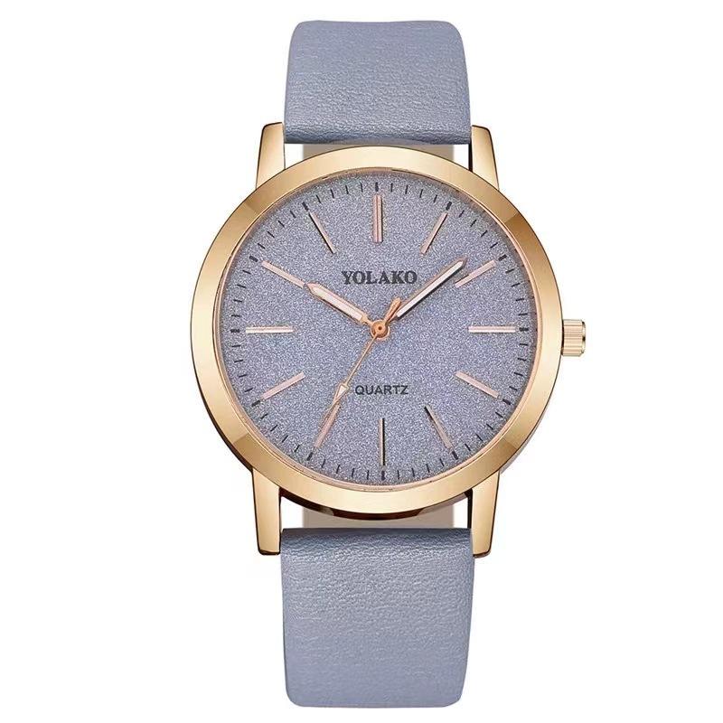 Women Leather Watch Ladies Quartz Wristwatch Round Dial Clock