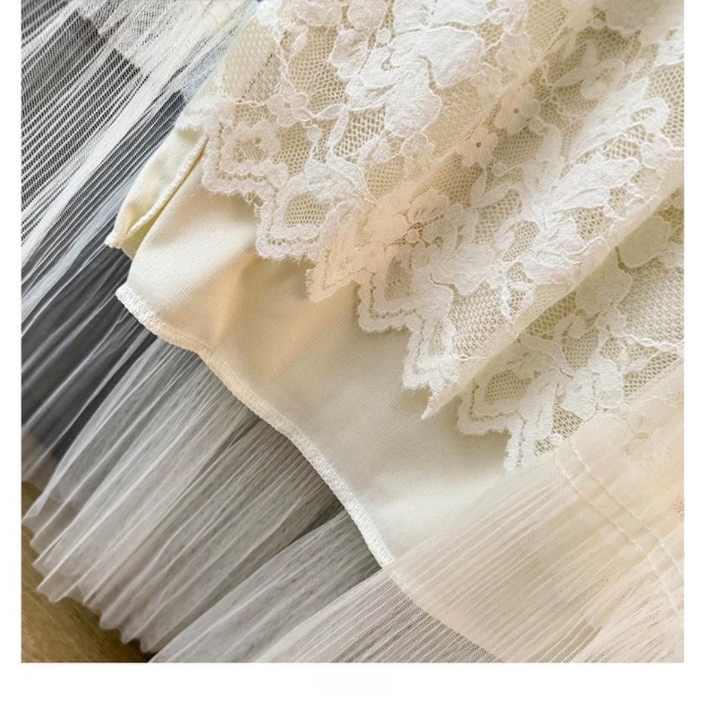 Women's Fairy Embroidered Mesh Midi Skirt - High Waist, Slimming, Fluffy Cake Design for Autumn/Winter