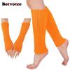 Botvotee Y2k Accessoires Armstulpen Damen Fingerlose Handschuhe Harajuku Stulpen Fluoreszierende Stulpen Socken Winter Strickhandschuhe
