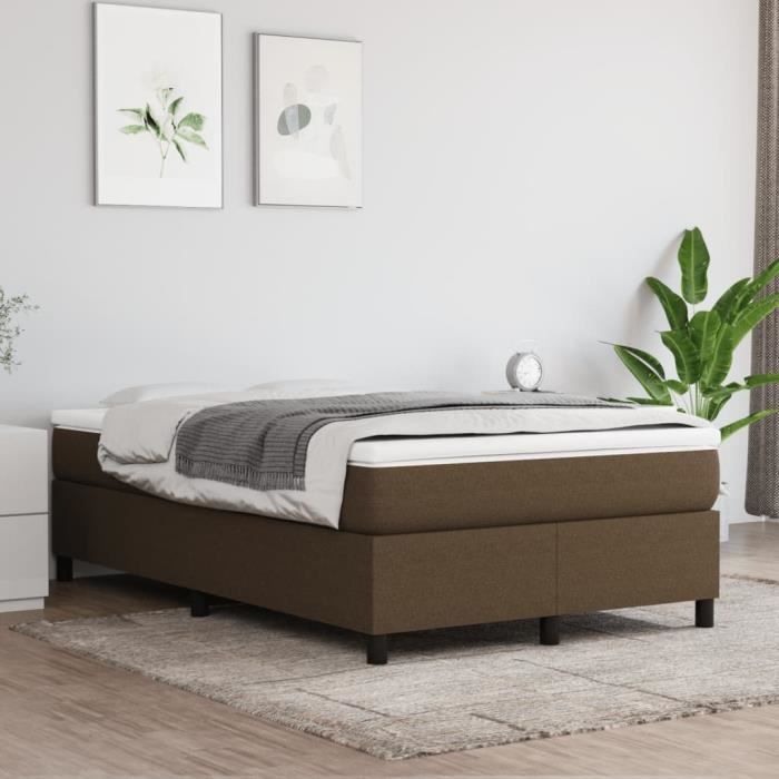 3144410 vidaXL Lit à sommier tapissier avec matelas Marron foncé 120x200 cm