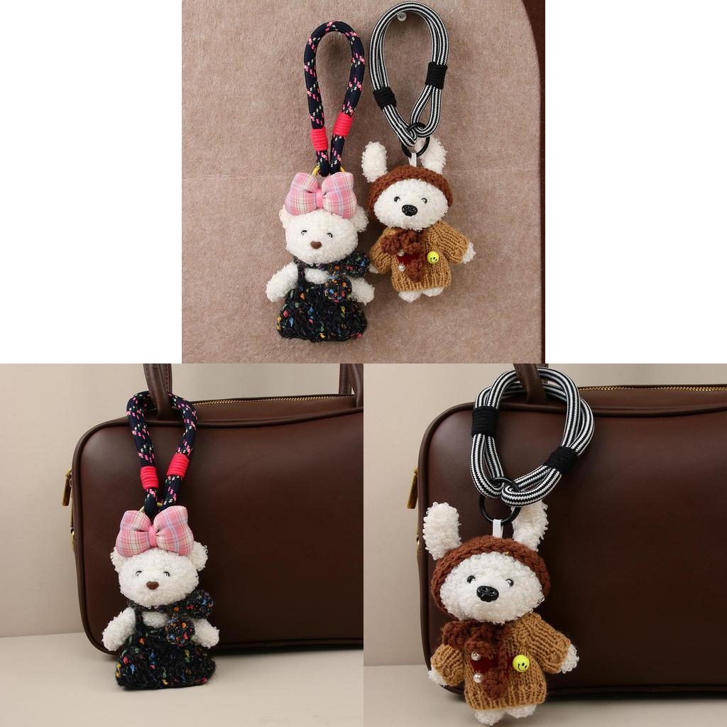 Plush Teddy Bear Car Pendant With Cartoon Design For Kids And Teens