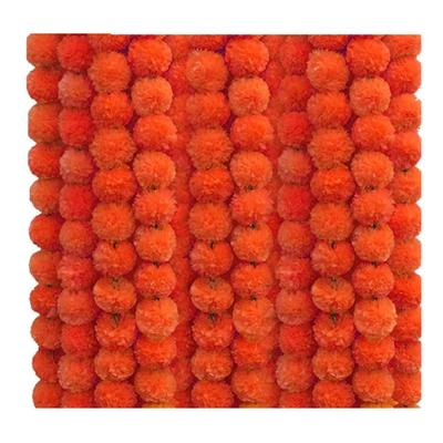 Fiori Artificiali di Tagete Ghirlanda per Decorazione Lunga Toran Fiori di Genda Indiani per Matrimonio Festival (4,6 Piedi/Arancione/Set di 5 Mala)