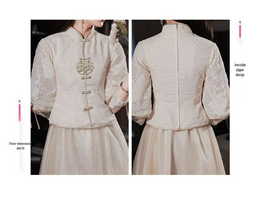 Champagne Bridesmaid Dress - Women's Winter To Summer Petite Gown with Enhanced Design