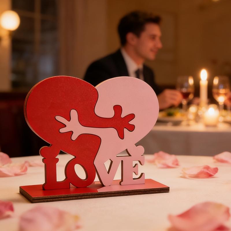 KISS Figuren Schreibtischornamente Valentinstag 2026 Herzförmiges Ornament Hochzeits-Tischdeko Herzstatuen