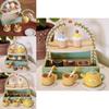 Wooden Double Layer Toy Dessert Stand With Tea Set Cakes For Imaginative Play And Parentchild Interaction