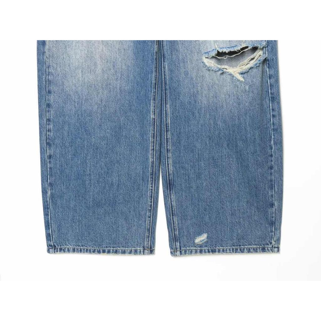 VIONA Damen Retro 90er Low Rise Weite Beine Jeans Gemütlich Hellblau Zerrissen Used Denim Hose Stylisches Mädchen Y2k Pendler Streetwear