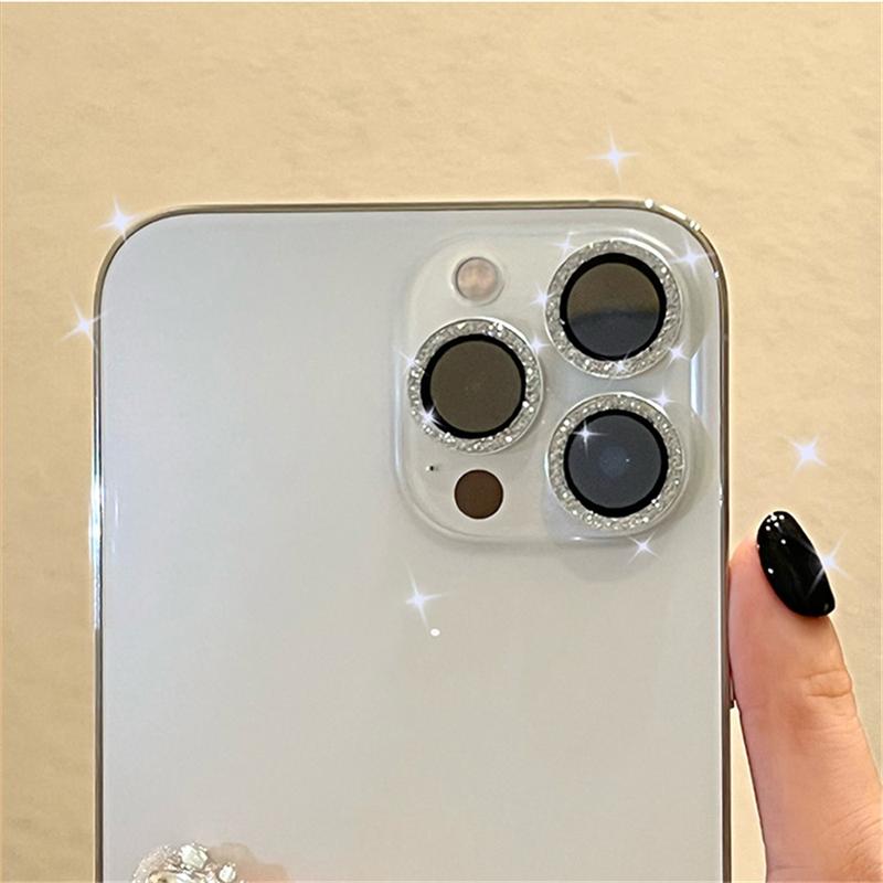 3d Bling Diamond Camera Lens Protector For Iphone 12 13 Pro Max Metal Ring Lens Tempered Glass Film For Iphone 11 Pro Max Cover