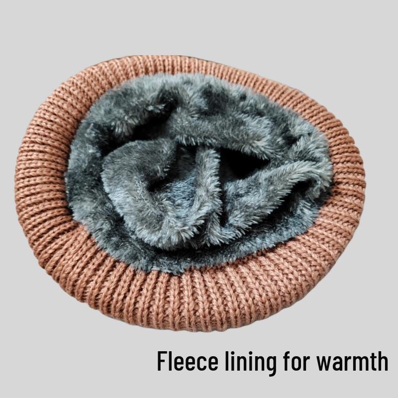 Thickened Woolen Fisherman Hat for Middle-Aged & Elderly Women - Warm, Velvet-Lined, Knitted Hat for Autumn & Winter