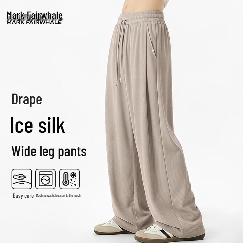 Mark Fairwhale Men s Ice Silk Cool-Feel Wide-Leg Casual Pants M