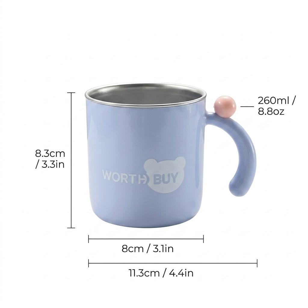 Cute Kawaii 316 Stainless Steel Coffee Mug with Handle Anti-scald Portable Travel Cup Detachable Tumbler Drinkware for Kids