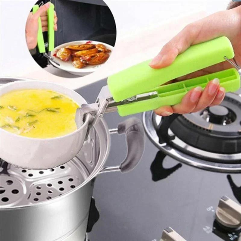 Bowl Dish Clamp Pot Pan Gripper Clips Hot Dishs Plate Bowl Clip Tongs Anti-scald Non-slip Handle Kitchen Anti Scalding Gadgets