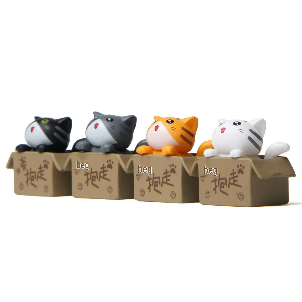 3D Plastic Cat Figurine with Puppy Eyes for Bonsai Decor