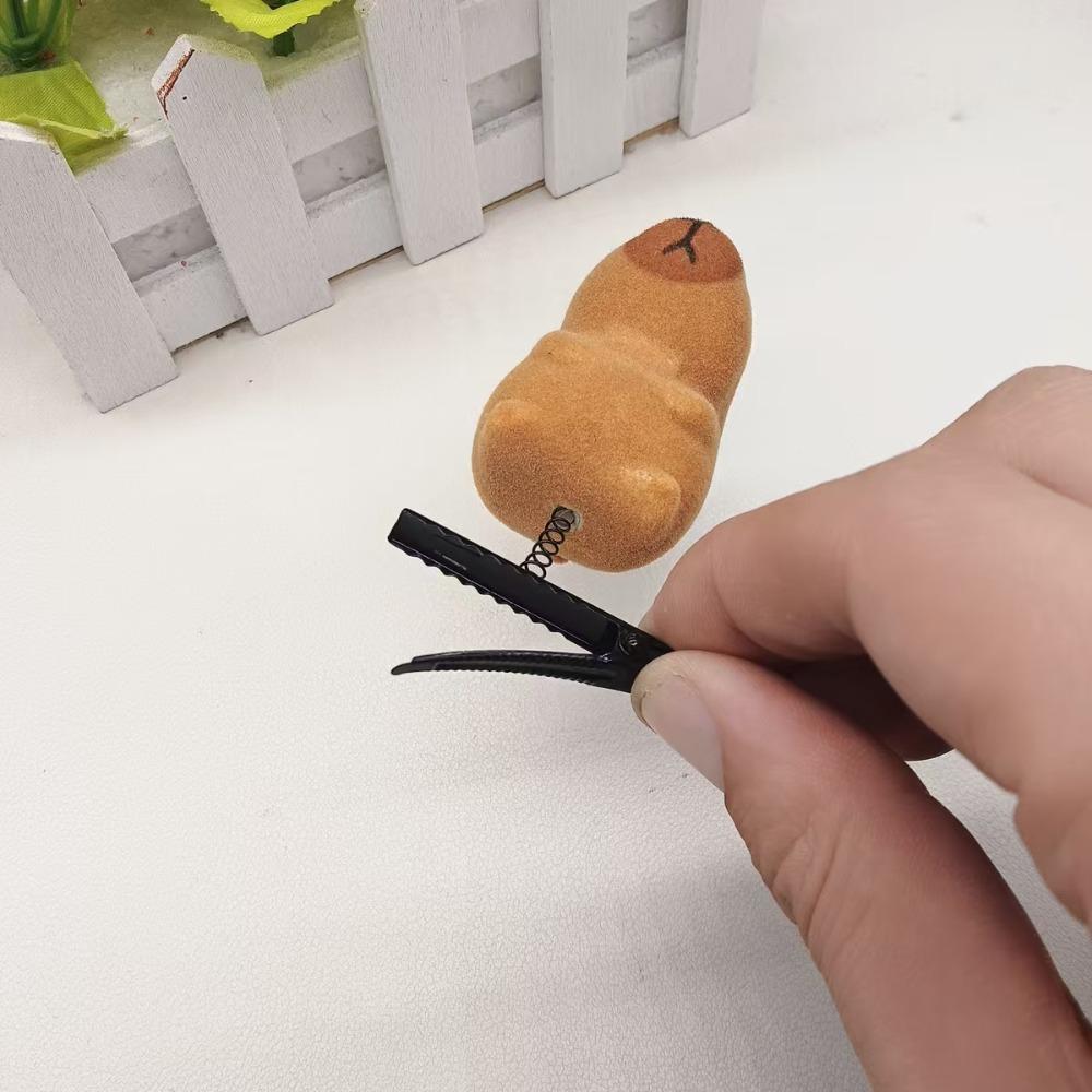 10pcs/set Cute Spring Hair Clip Flocking Cartoon Duckbill Clip Funny Capybara Hairpin Set Party