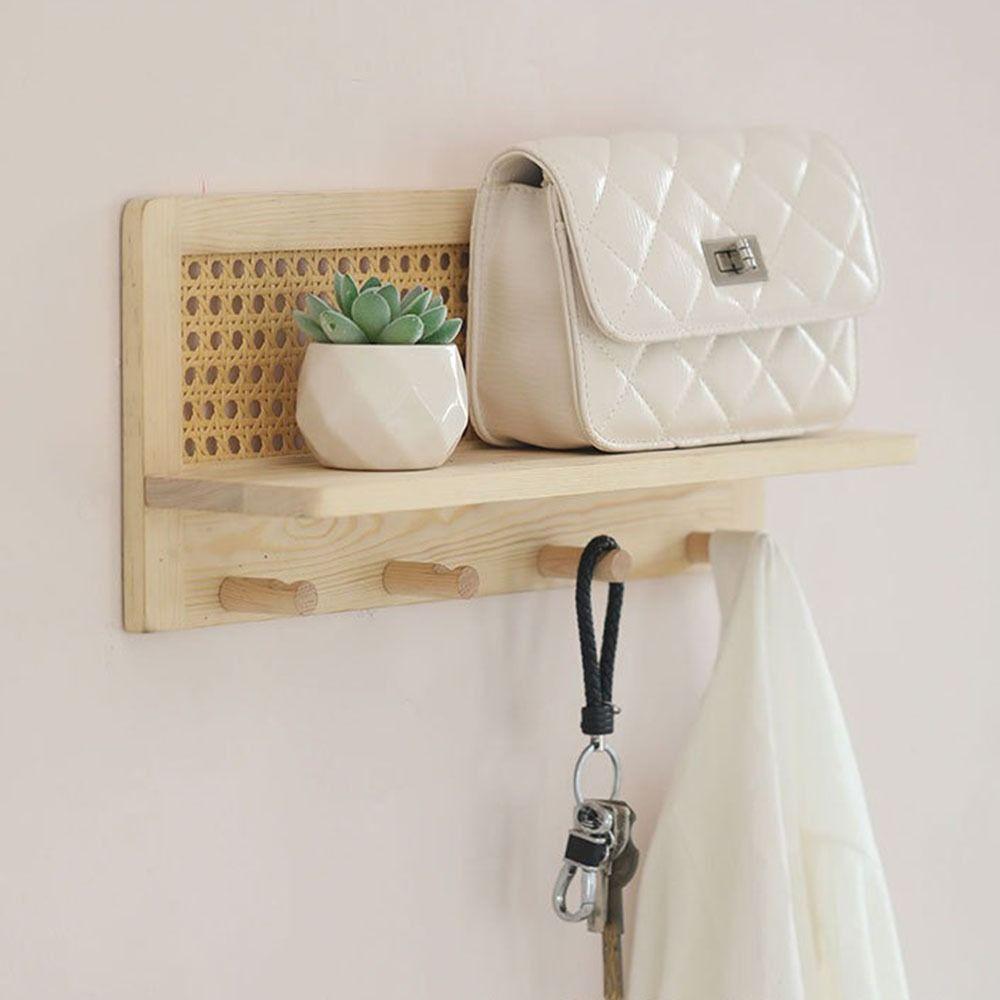 Space Saving Wood Key Hook Solid Wood Wooden Wall Shelf Door Back Clothes Hook  Housewarming Gift