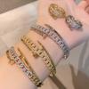 Full Diamant Nagelsmycke Armband Ring Set Armband