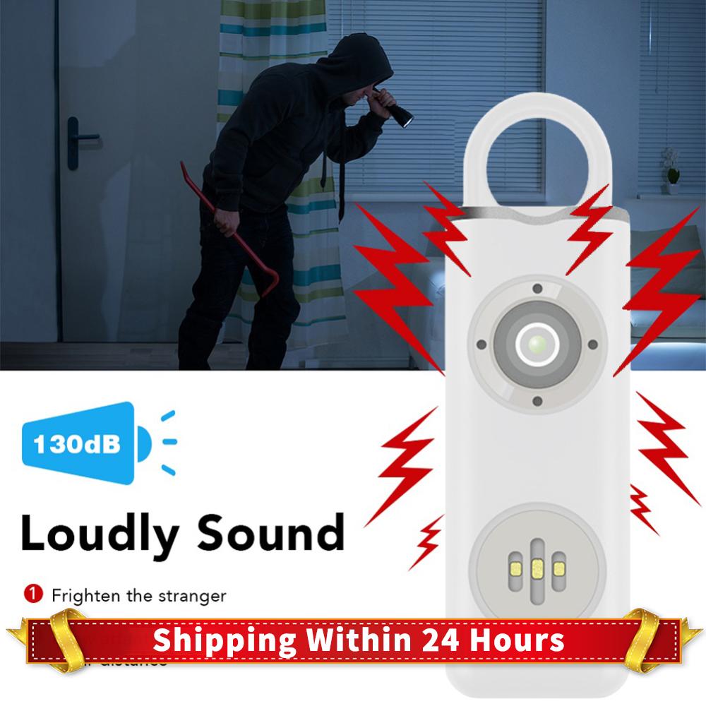 Emergency Alarm Keychain 130dB Loud Personal Safety Alarm Rechargeable Personal Siren Whistle Flashlight for Women Kids Elderly