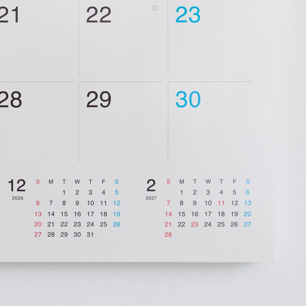 Hobonichi Bílá nástěnka Kalendář 2027 Plná velikost Nástěnný kalendář