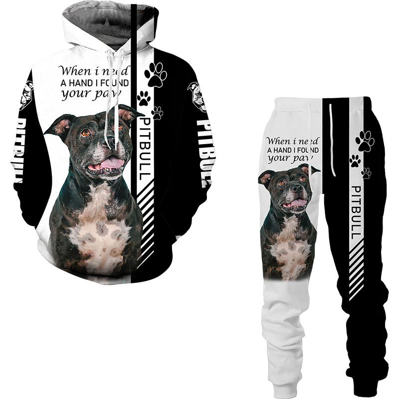Rottweiler Hund 3D Gedruckter Hoodie Sweatpants Männlich Frühling Herbst Lässige Sweatshirts Herren Trainingsanzug Set Mode Herrenbekleidung Anzug