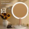 USB Rechargeable LED Desktop Makeup Mirror with Three-Color Light