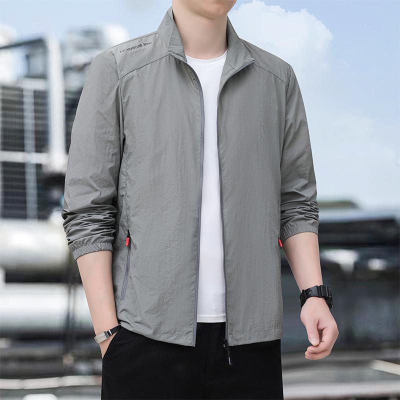 Spring Autumn Stand Collar Solid Cardigan Jacket Men Casual Fashion All-match Zipper Coat