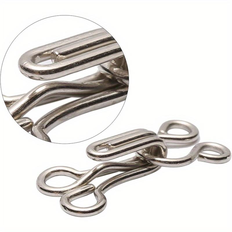 100 Pairs Sewing Hooks and Eyes Closure for Bra Clothing Trousers Skirt Sewing DIY Craft Silver
