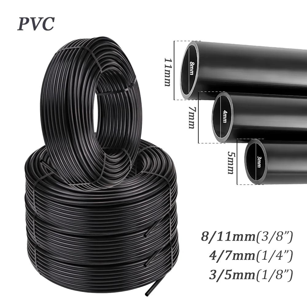 10M-100M 1/8'' 1/4'' 3/8'' PVC Garden Hose Black Micro Drip Irrigation Tube for Plants Watering System 3/5mm 4/7mm 8/11mm Pipes