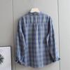 Bawełniana dwuwarstwowa tkanina Wiosna Jesień Długi rękaw Koszula damska wysokiej jakości w kratkę Luźna góra Wyszczuplająca koszula przeciwstarzeniowa