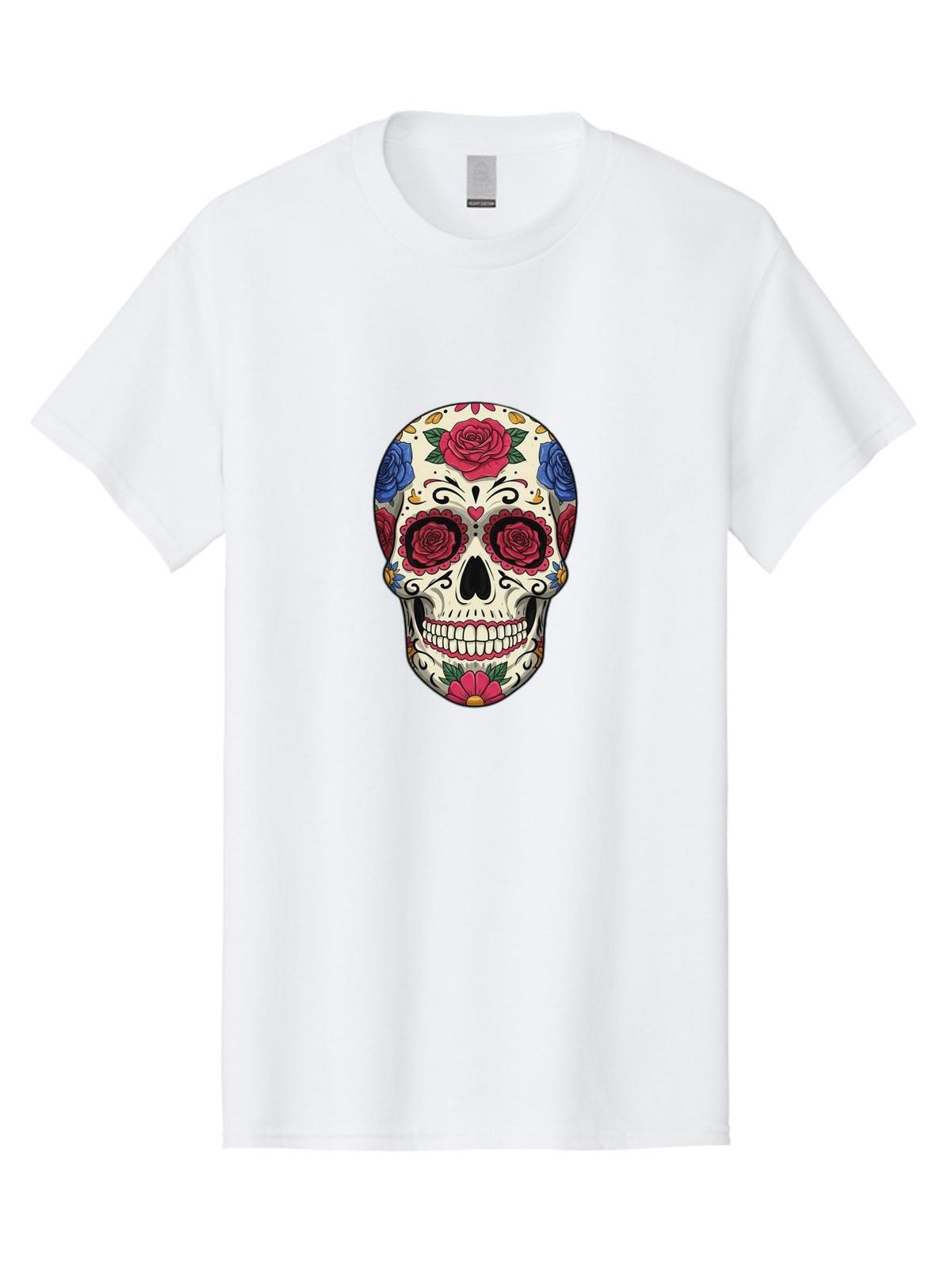 Floral-Art-Skull-1 Mens Graphic Tee, 100% Cotton, Casual Summer Wear S разноцветный