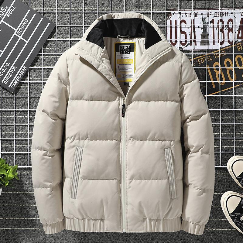 Down jacket men's 2021 new baseball jersey stand-up collar jacket 80 white duck down fashion trend men's clothing