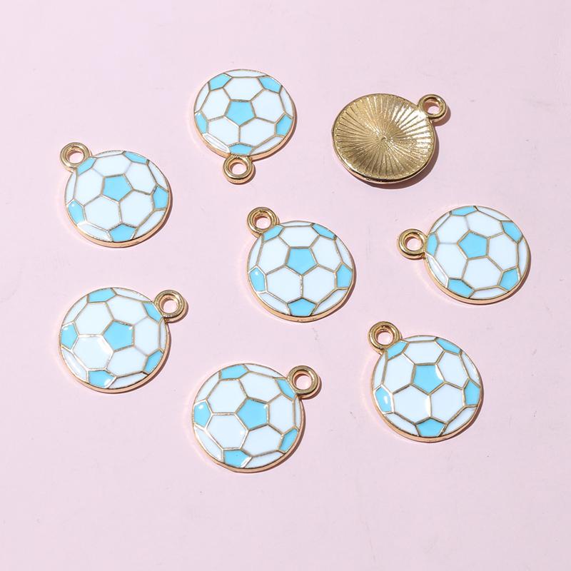 20pcs 16.5x13mm Enamel Football Soccer Small Charms Pendant Zinc Alloy Metal DIY Jewelry Making Accessories Findings