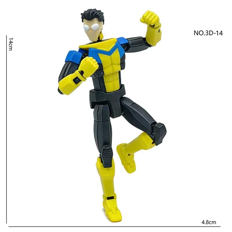 Creative 3D Printed Dummy13 Figure Blue Mask Design Multi-Joint Posable Shapeshift Model Desktop Decor Children's Birthday Gift