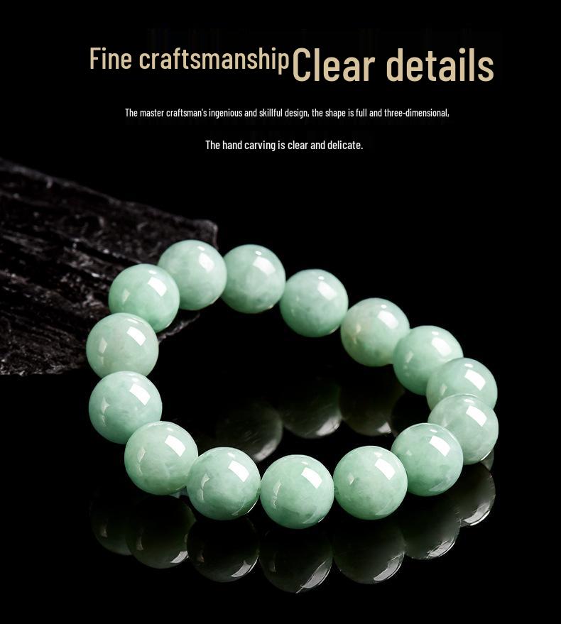 13mm Round A-Grade Jadeite Beads Bracelet - Unisex Style Jade Hand Jewelry