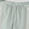 INCERUN Men Drawstring Elastic Waist Striped Hollow Beach Sports Shorts Pants