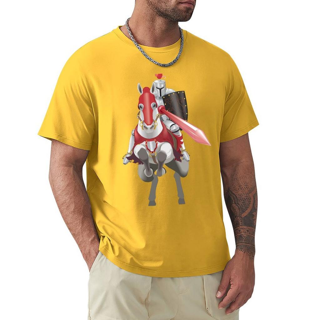 Medieval Knight In Armor On Horse T-Shirt Summer Tops Animal Prinfor Boys New Edition Fruit Of The Loom Mens T Shirts