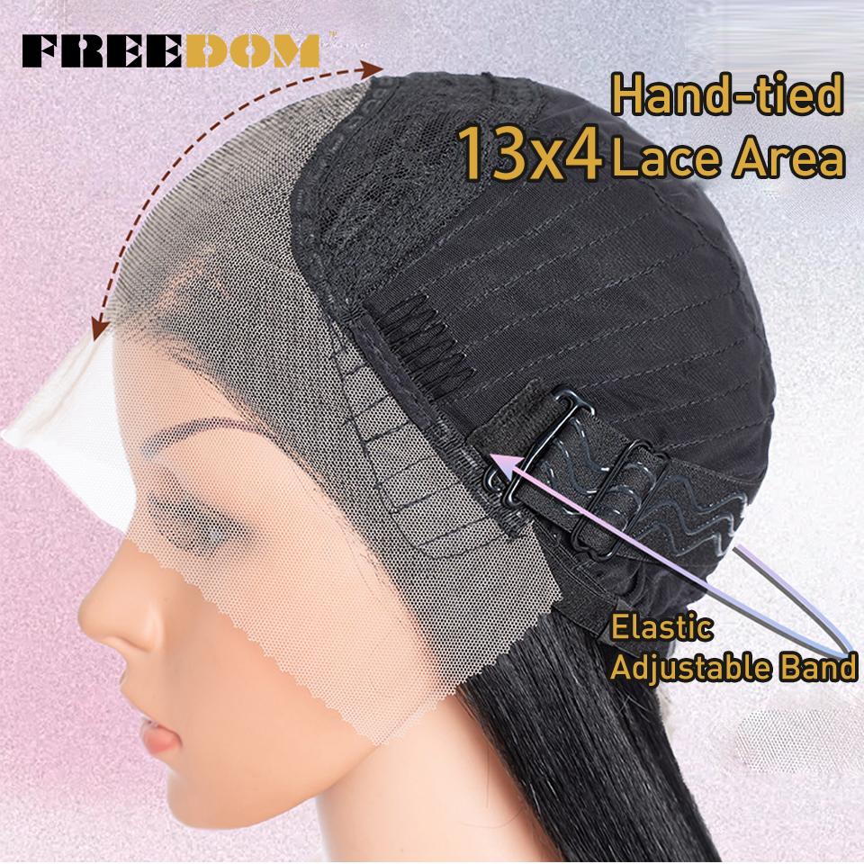 FREEDOM 13X4 Synthetic Lace Front Wigs For Women 38 Inch Soft Long Straight Free Part Lace Frontal Wig Natural Pre Plucked Wigs