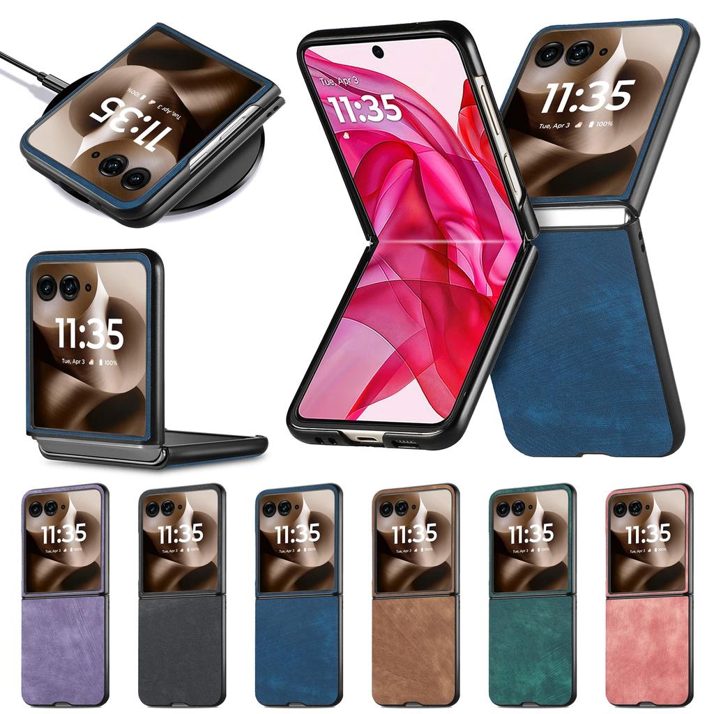 Housse Rétro en Cuir Coque de Téléphone Fine de Protection pour Motorola Razr 60 50 40 Ultra Moto Razr 60 50 40 Housse