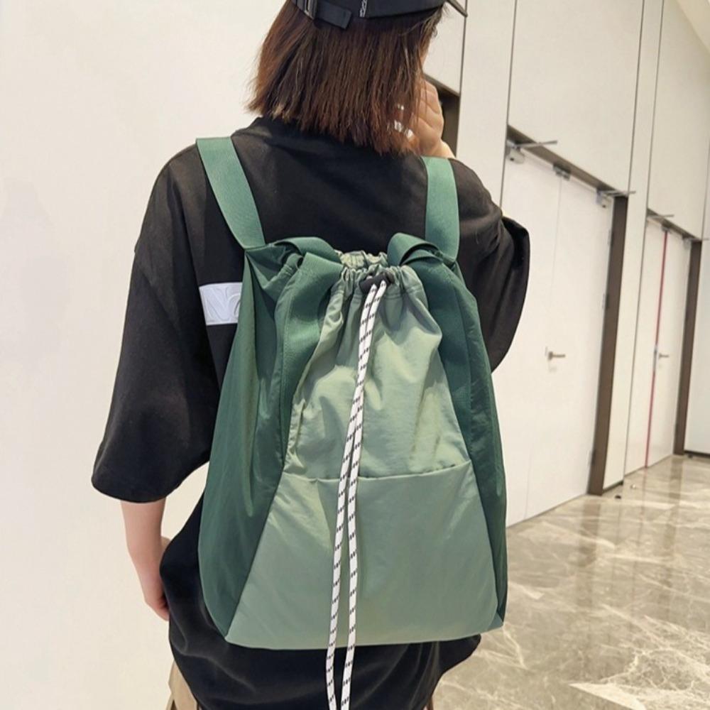 Large Capacity Nylon Backpack Multi-Functional Sports Knapsack Drawstring Shoulder Bag Outdoor