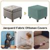 uxcell Square Jacquard Ottoman Slipcover with Elastic Stretch Footrest Stool Cover for Living Room Furniture Protector Large Bottom, (Green, Size)