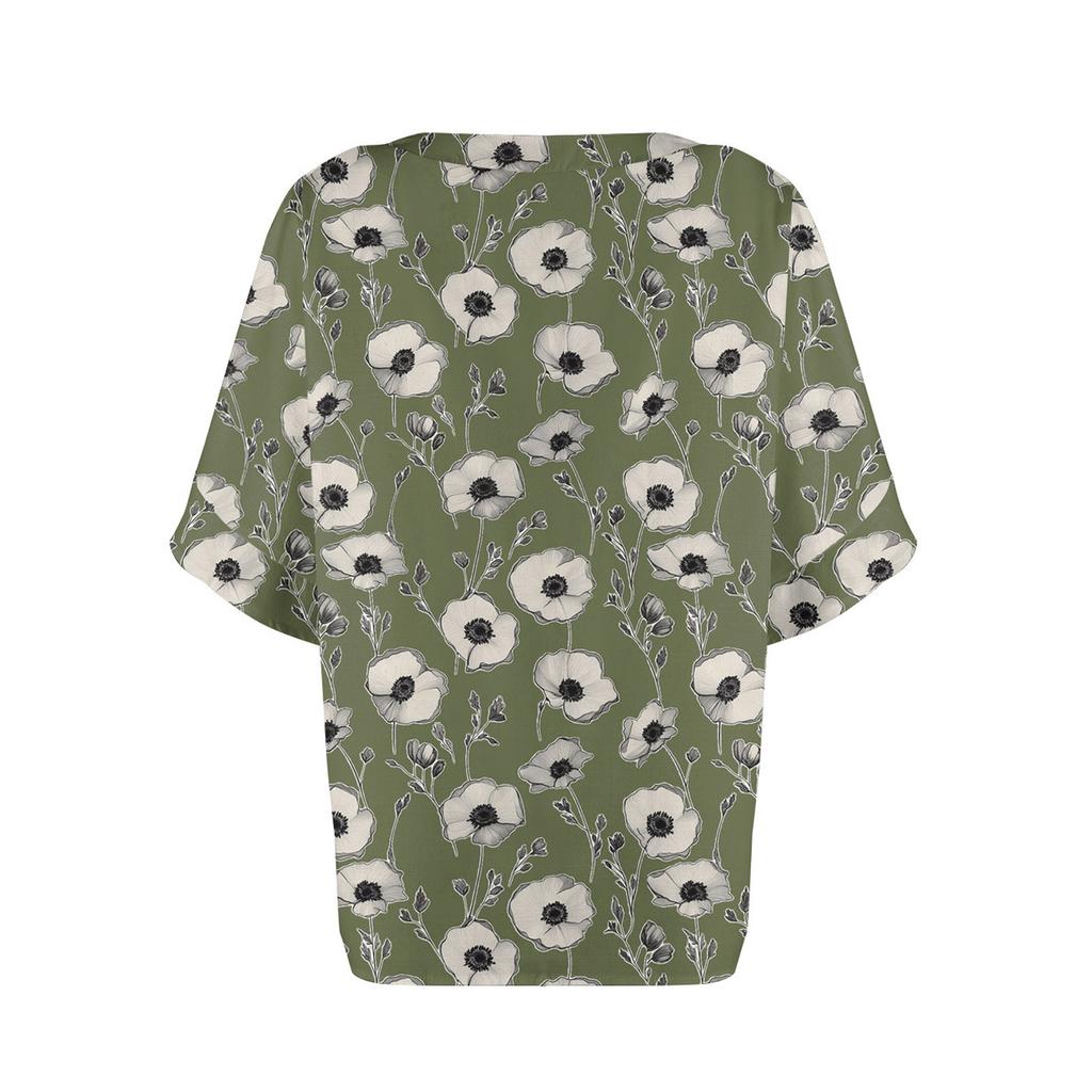 Women's Fashionable Casual Round Neck Printed Top Loose Top Printed Top Loose Top