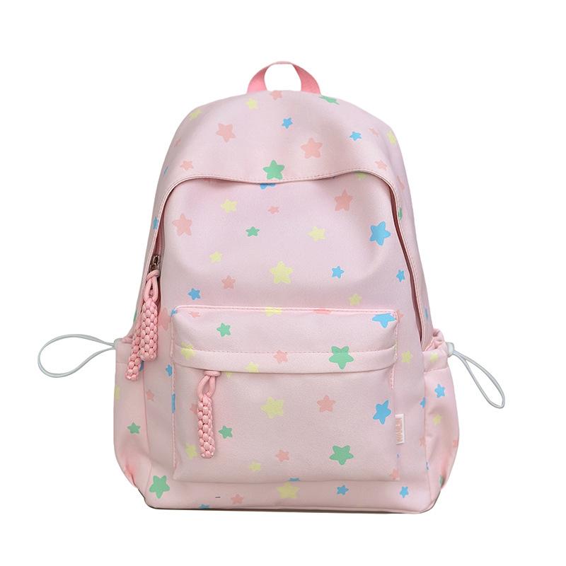 Schoolbag new middle and high school student schoolbag female Japanese simple star girl backpack high value lightweight small backpack